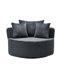 Oversized Round Swivel Accent Chair with Plush Upholstery & Matching Throw Pillows-Dark Gray