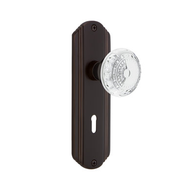 Bouton de porte de mortaise intérieure en cristal avec plaque longue décorative Meadows