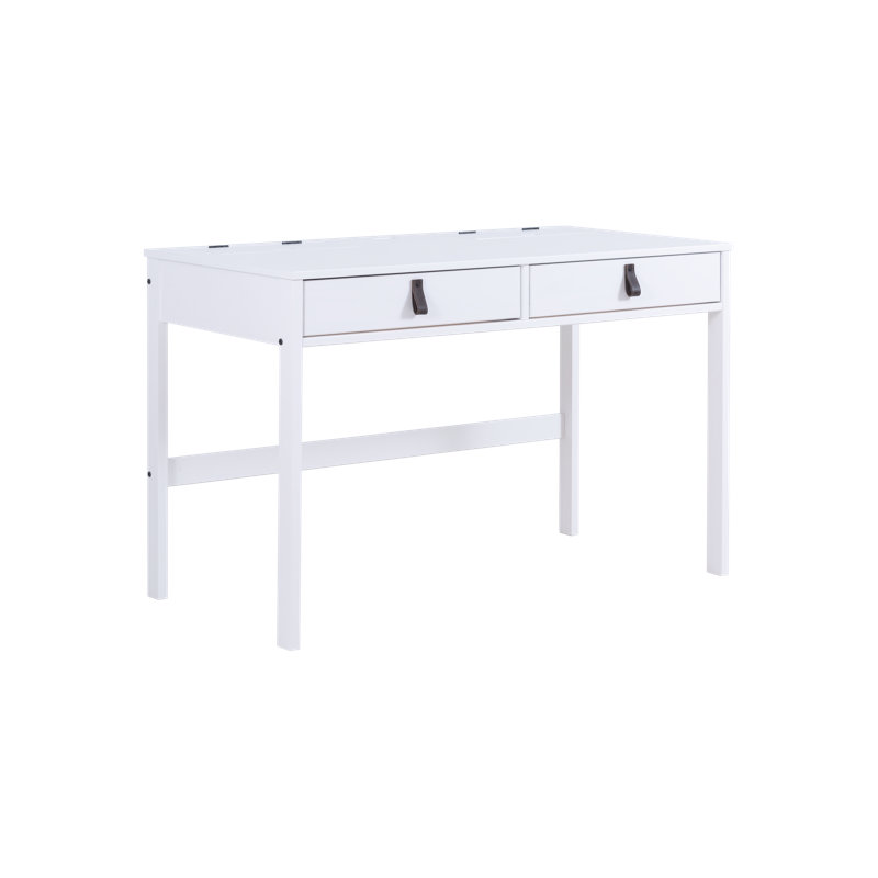 Bureau en bois massif Pharr, Blanc cassé