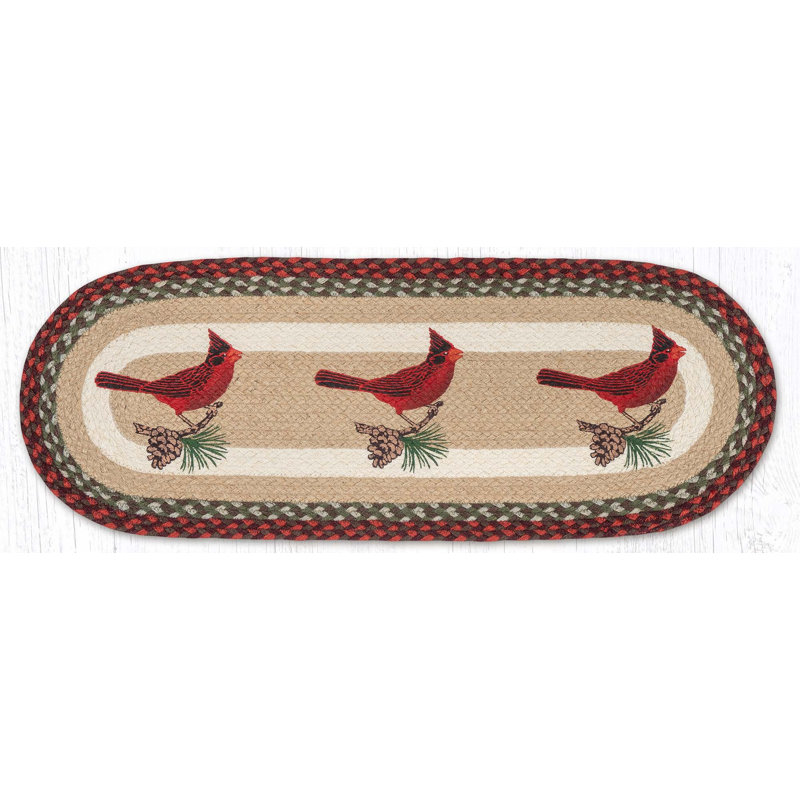 Earth Rugs Cardinal Pinecone Oval Table Runner 36" H, Cardinal Pinecone
