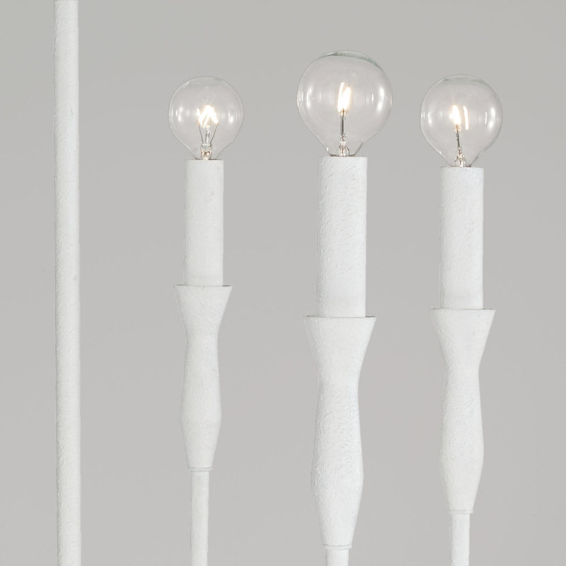 6 - Light Dimmable Geometric Chandelier, Textured White