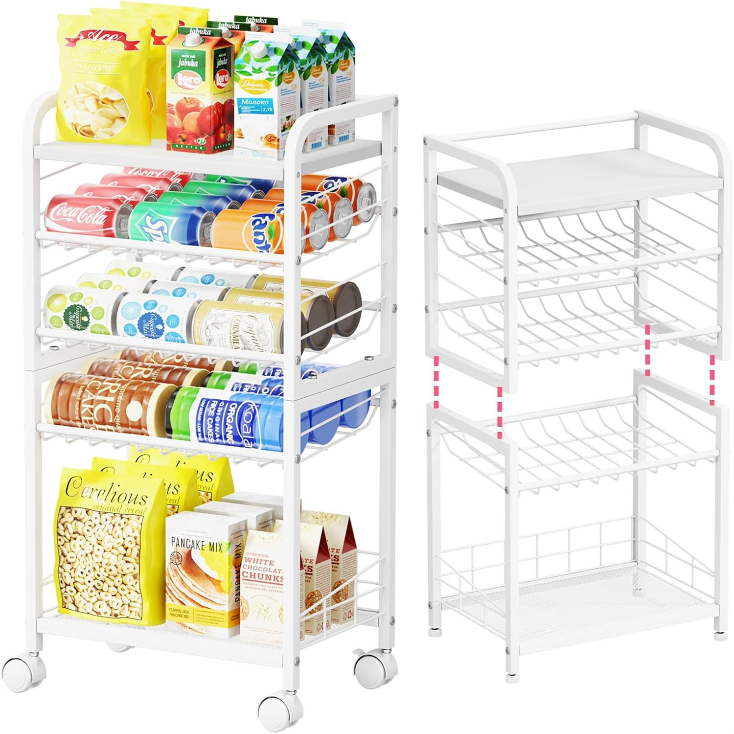 EXEBIL Stackable Rolling Snack Cart- Organizer for Pantry , Soda Can ...