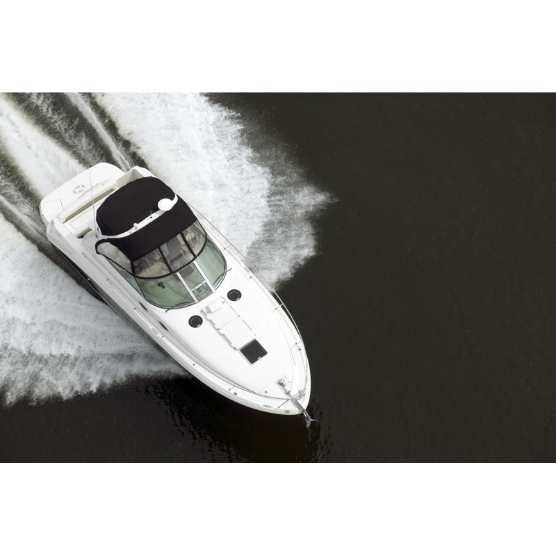Black And White Speedboat by GBlakeley - Wrapped Canvas Print, 30cm H x 46cm W