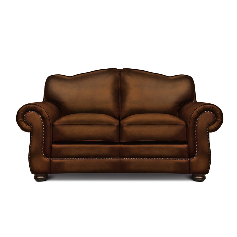 Buckingham Leather Loveseat, Espresso, Yes, Saddle (Maestro Artisano)