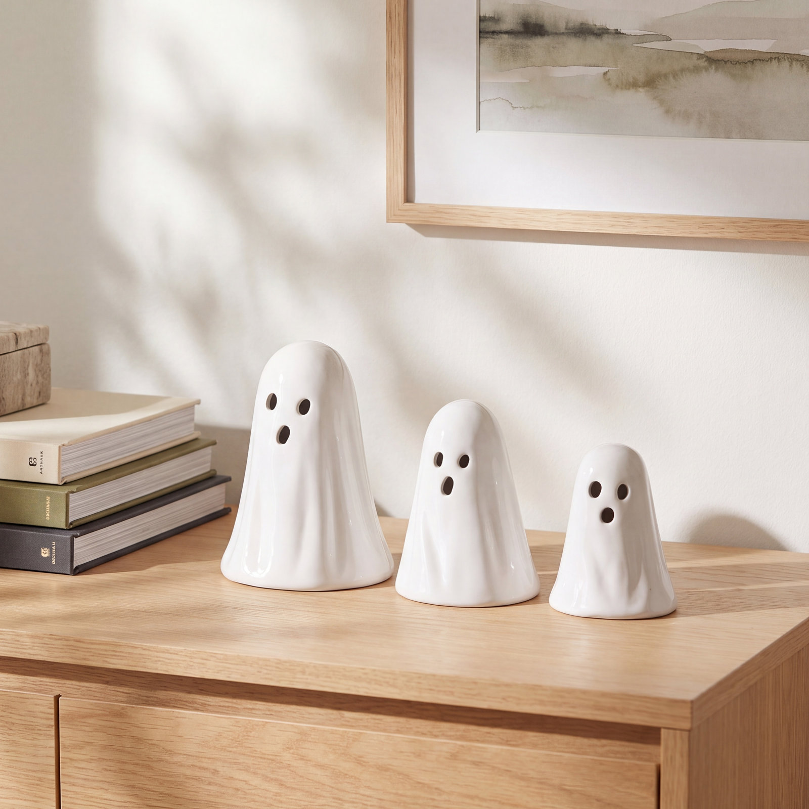Dolomite 7 in. White Halloween Ghost Set of 3