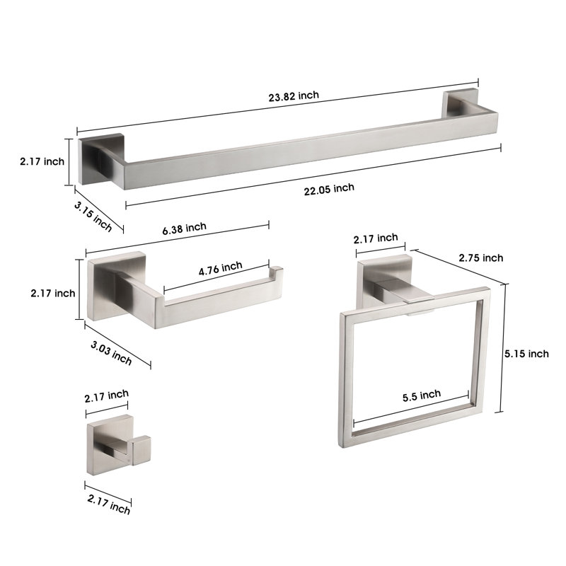 Bathroom Hardware Set, Brushed Nickel