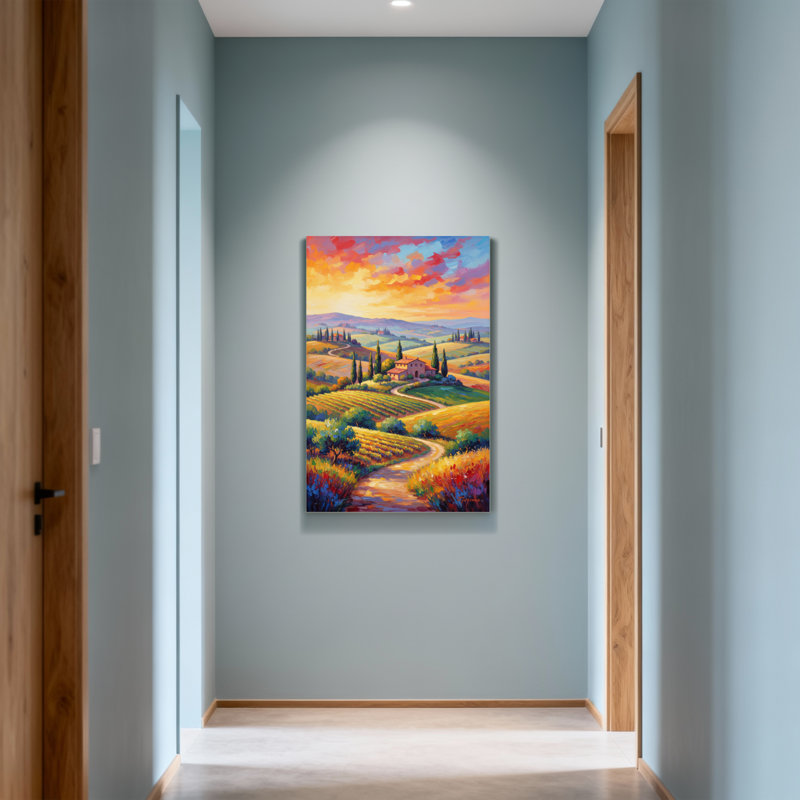 Paysage et nature Toscane Coucher de soleil Villa Chemin Arbres Collines Ciel