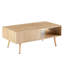 Table basse avec pieds en bois massif, 40,84 po, couleur naturelle pour table de décoration de salon, option de rangement pratique pour porte coulissante