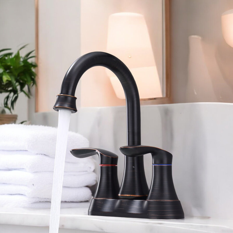 Centerset 2-handle Bathroom Faucet with Drain Assembly, Oil-Rubbed Bronze