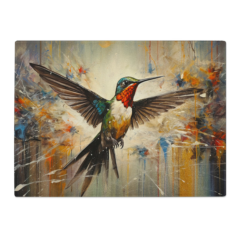 Hummingbird Gestural  Glass Chopping Board
