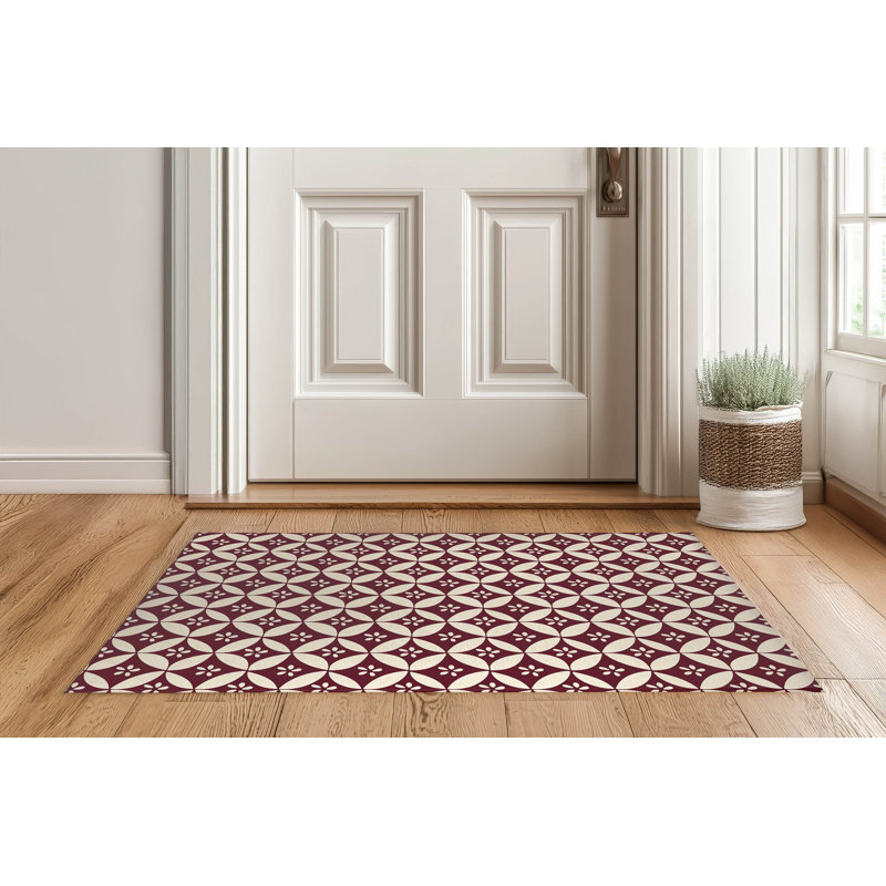 Tapis d'entrée intérieur ultra mince, léger et antidérapant Sakura Bloom, Vin, 36" W x 60" L