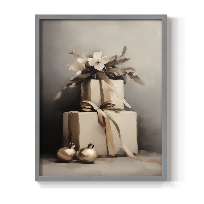 Art des Fêtes de Noël - série 2-CCVVII, reproduction encadrée - bois massif, 21" H x 17" W, Gris