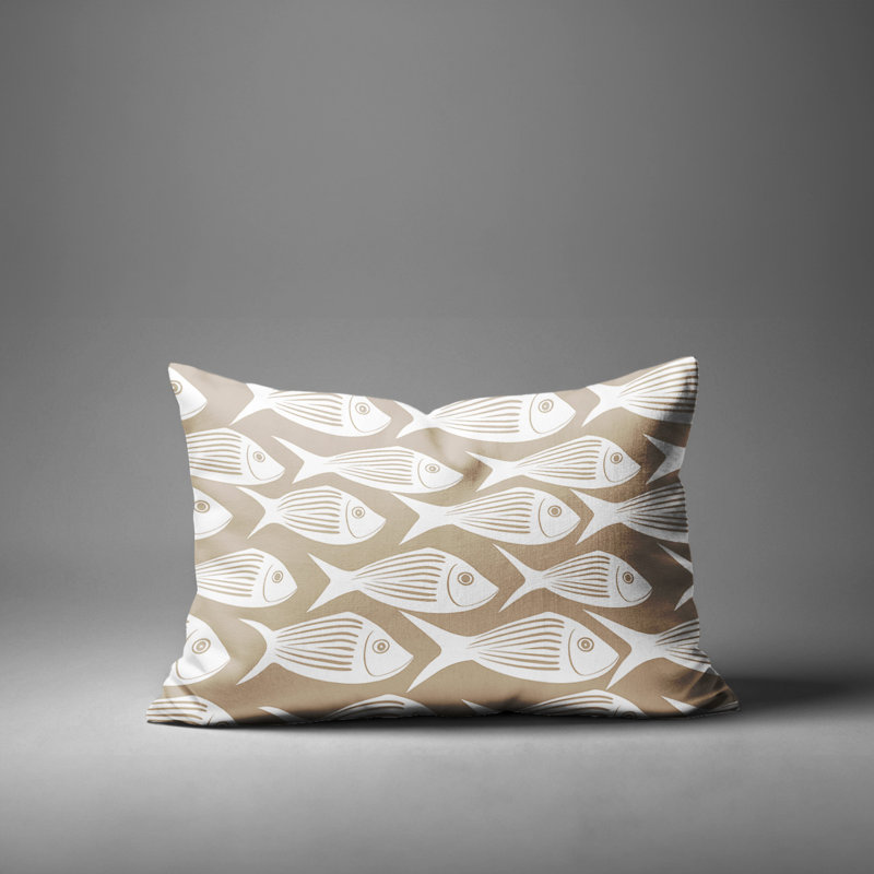 Barnon Reversible Throw Pillow, Beige, 14"H x 20"W