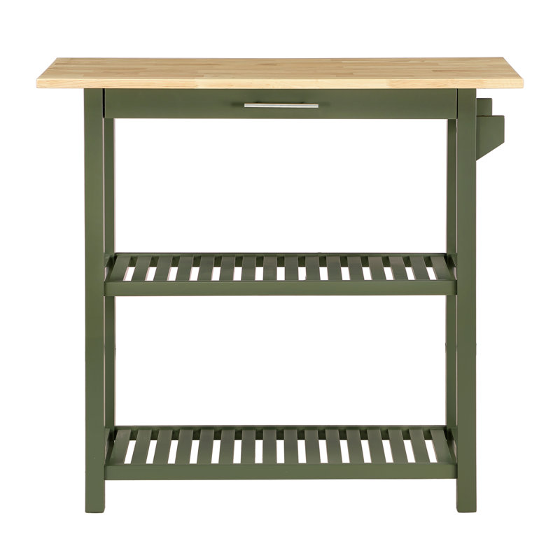Table de préparation avec tiroir Janxiel, Vert sauge foncé
