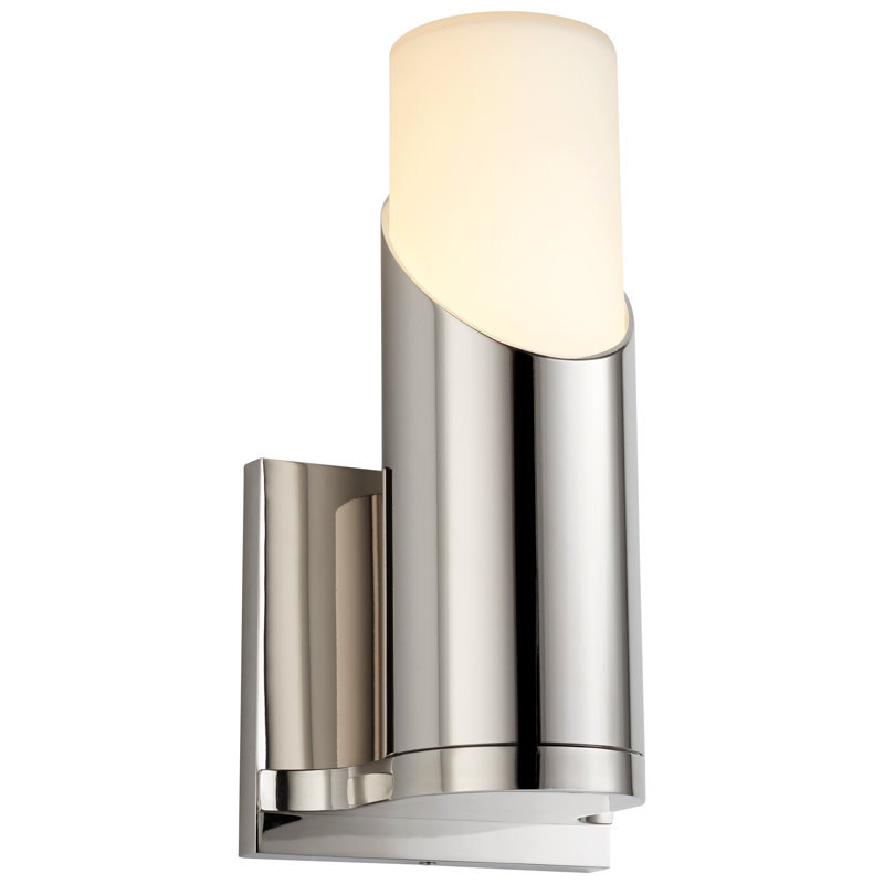Androscogin Steel LED Armed Sconce, Polished Nickel