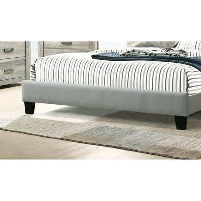 Modern Grey Headboard Bedroom Full Bed Without Box Spring Style Platform Bed: Polyfiber And Foam