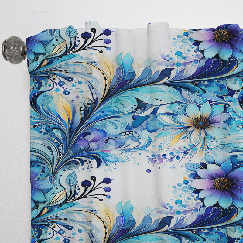 Watercolor Delight - motif cachemire I - Rideau floral - Rideau floral assombrissant en velours - 1 panneau