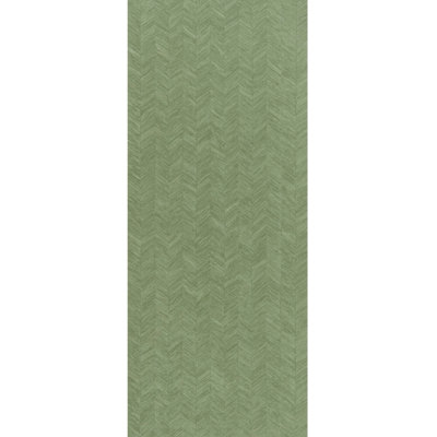 Rouleau de papier peint texturé contemporain vert imitation bois à chevrons olive