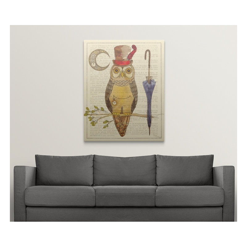 « i » par elyse deneige, impression Steampunk Owl, H 48 po x l 38 po x P 1,5 po, Toile