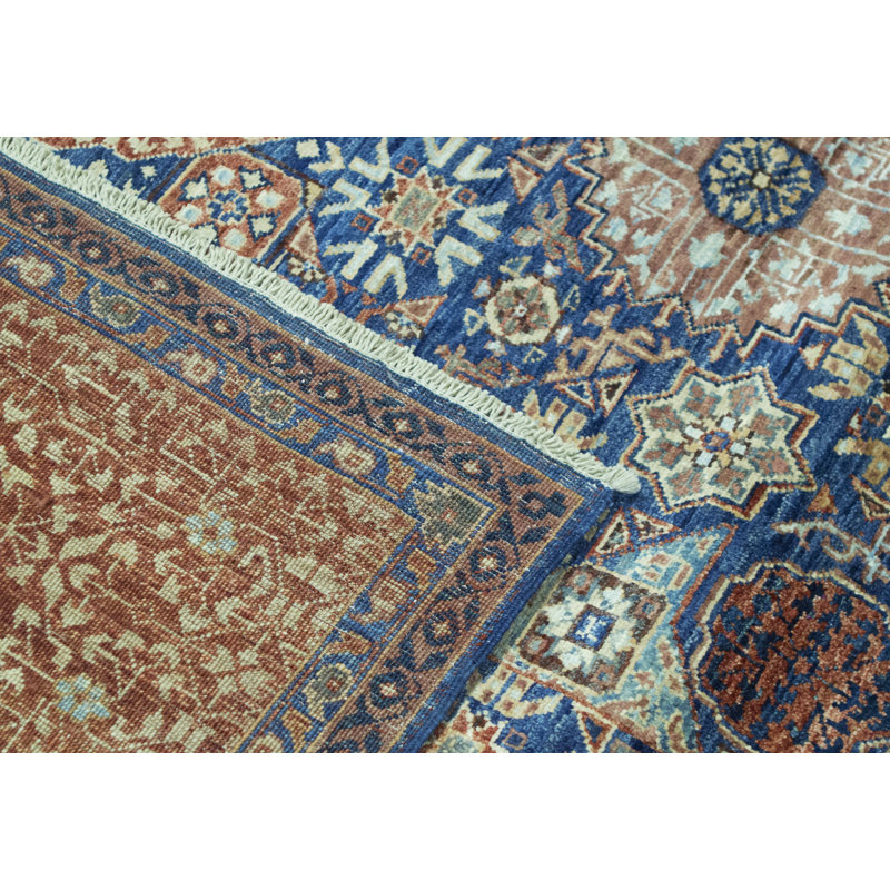 Hand-Knotted High-Quality Blue and Brown Area Rug