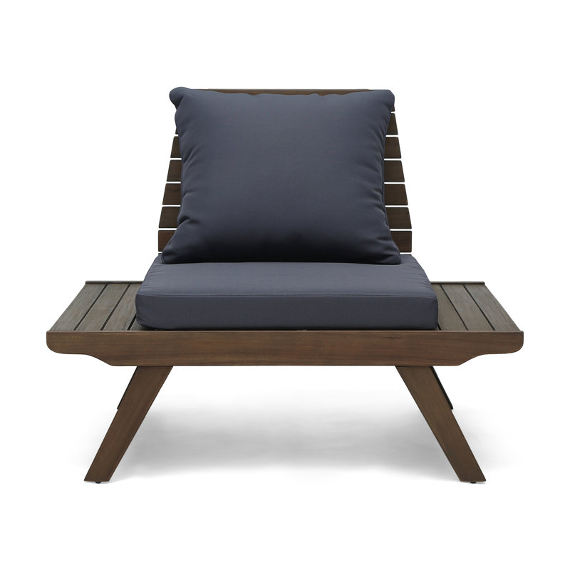Armless Club Chair, Outdoor Wood Chair, Brown, Dark Gray