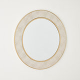 Oval Faux Shagreen Mirror-Gold/Cream