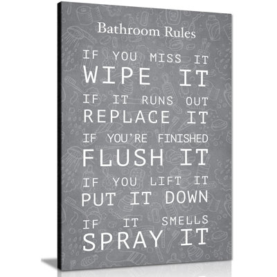 Bathroom Rules - Wrapped Canvas Print