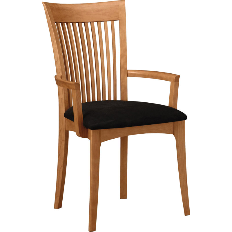 Sarah 19.25'' H Upholstered Armchair, Natural Cherry, Onyx Microsuede