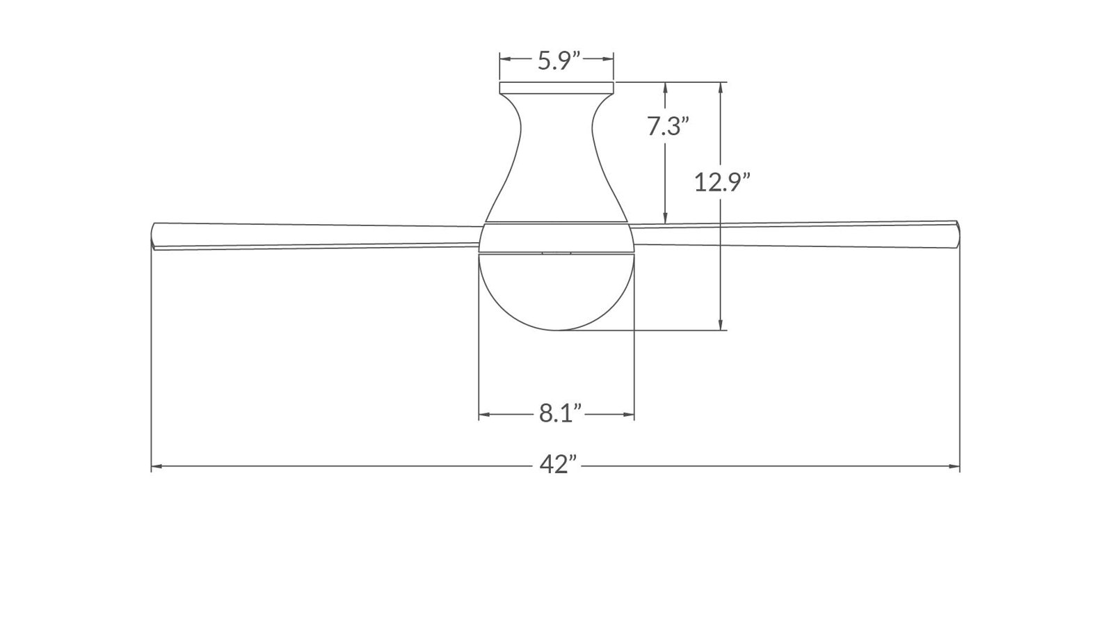 Ball 42'' 4 Blade Ceiling Fan with LED Light Kit, White, Gloss White, Wall Control with Remote Handset (2-wire)