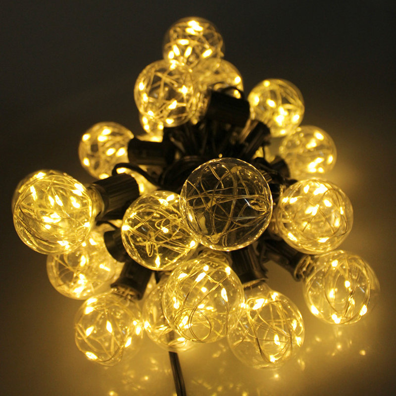 30ft 30-Bulb Outdoor Plug-in Globe String Lights with Shatterproof Copper Wire LED Bulb Weatherproof