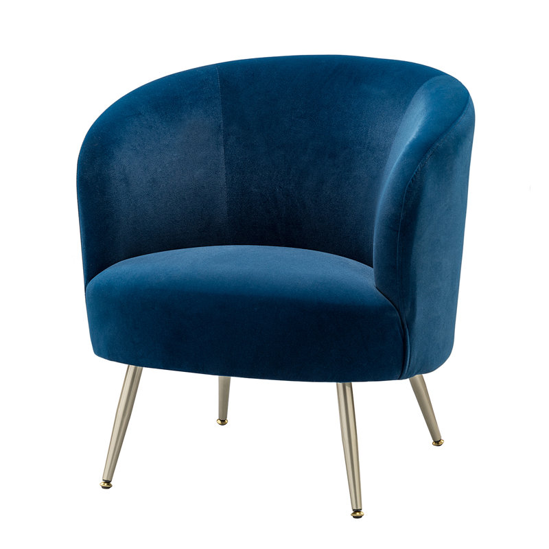 Fauteuil demi-tonneau Dian, Velours bleu marine