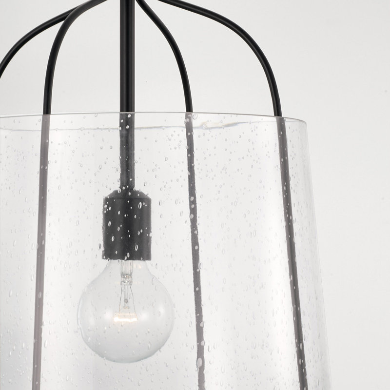 Luminaire suspendu transparent 1 lumière Madison, Noir mat