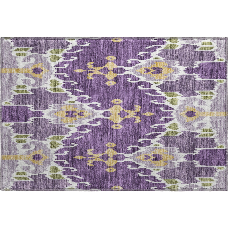 Premium Machine Washable Prisco Purple Rug, Rectangle 1'8" x 2'6"