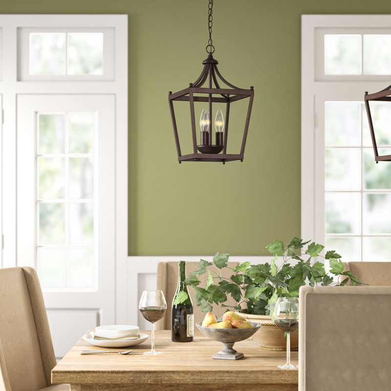 Luminaire suspendu géométrique à 3 lumières Alysee, Bronze brillant