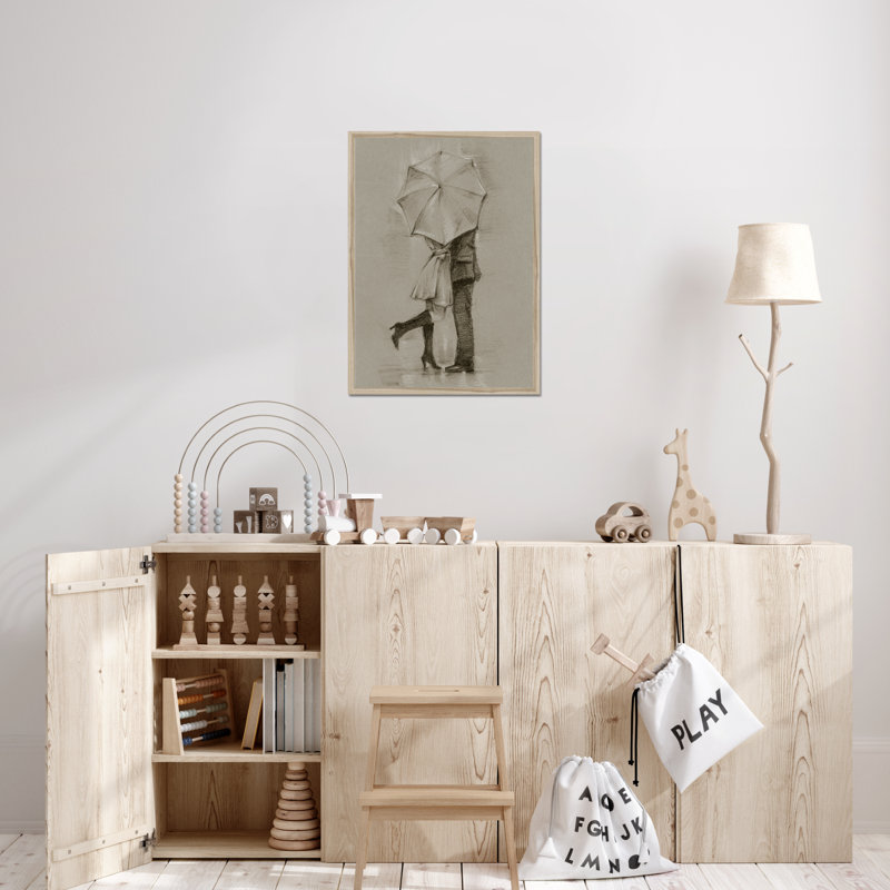 Rainy Day Rendezvous III by Ethan Harper - Print, 80cm H x 55cm W, Natural Picture Framed Paper