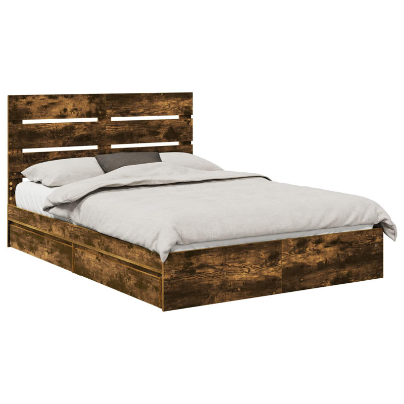 Bed, European Kingsize (160 x 200 cm), Smoked Oak