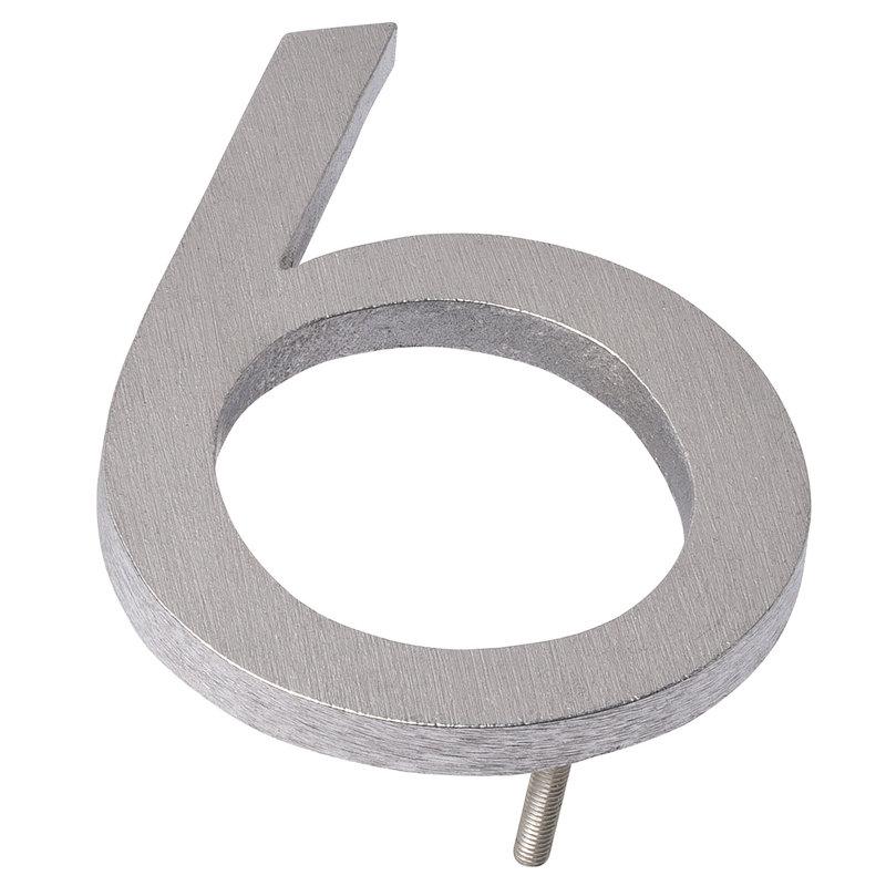 24 in. Flat Floating Mount House Number, 6, Taupe