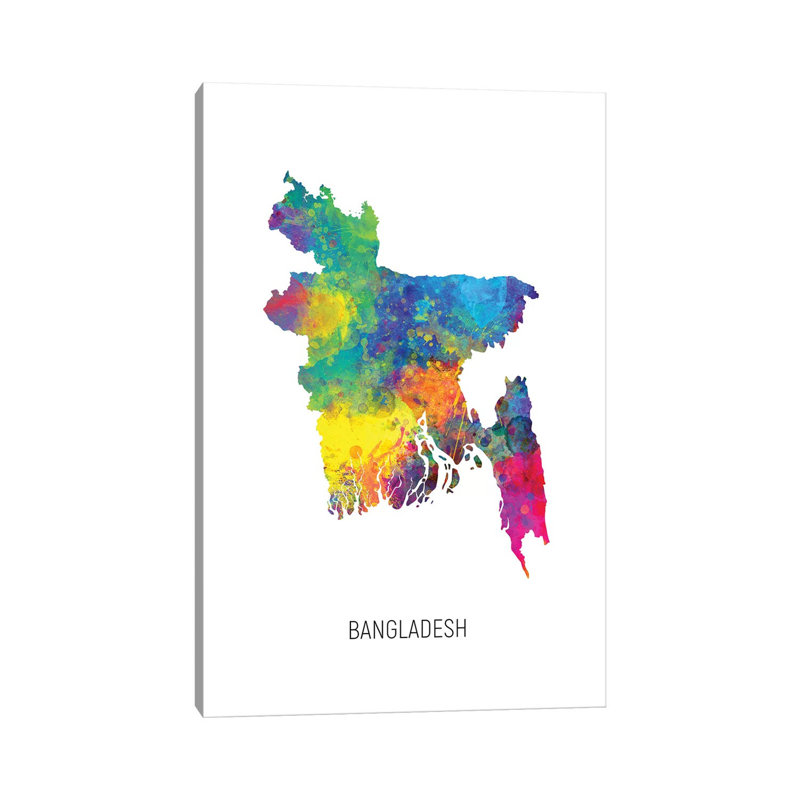 "Carte du Bengladesh" par Michael Tompsett, impression sur toile tendue, H 60 po x l 40po x P 1,5 po