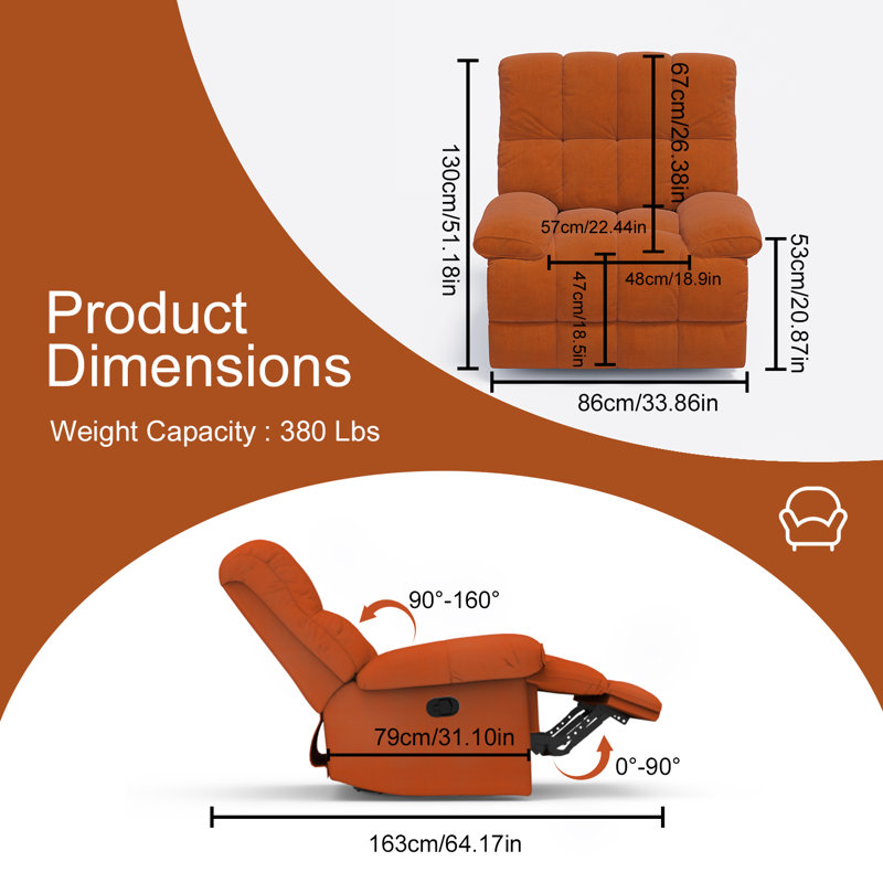 Fauteuil inclinable lève-personne Jonia, Orange