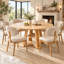 Table de salle à manger extensible avec piètement en croix et tablette de rangement-1690554386