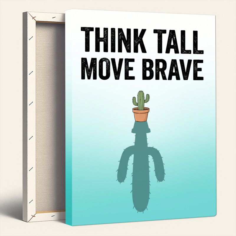 «Think Tall Move Brave», reproduction d'art sur toile, ensemble de 1, H 18 po x l 12 po, Toile tendue