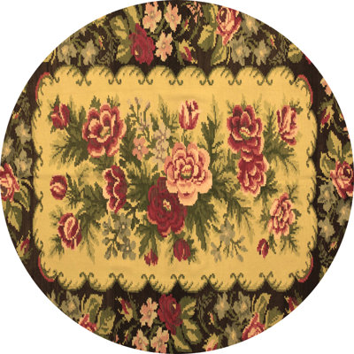 Tapis rose / vert / jaune en chenille / polyester tissé à la machine Cellina