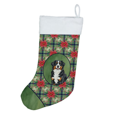 Bernese Mountain Dog Christmas PoinsettIas Holiday Stocking