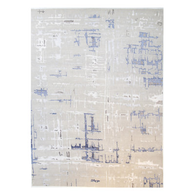 One-of-a-Kind Rectangle 12' X 15' New Age Wool Area Rug in Gray/Blue