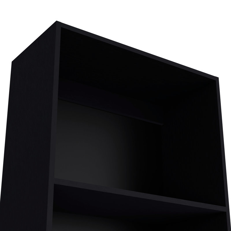 4-shelf Black Tier Bookcase - Provide Elegant Storage. Blends Classic And Contemporary Aesthetics. 71.1"h X 24.7"w 11.7"d. Wood Made. Perfect For Primary Living Spaces. Closed Back Shelf Storage