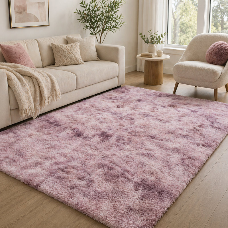 Aspire Homeware Lilac Shaggy Area Rug Soft Modern Indoor Carpet, Rectangle 200cm Width X 290cm Length
