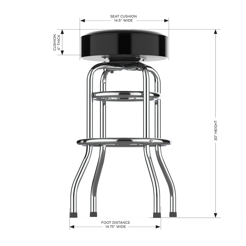 Commercial Grade Chrome Swivel Bar Stool with Vibrant Team Colors  , Cincinnati Bengals