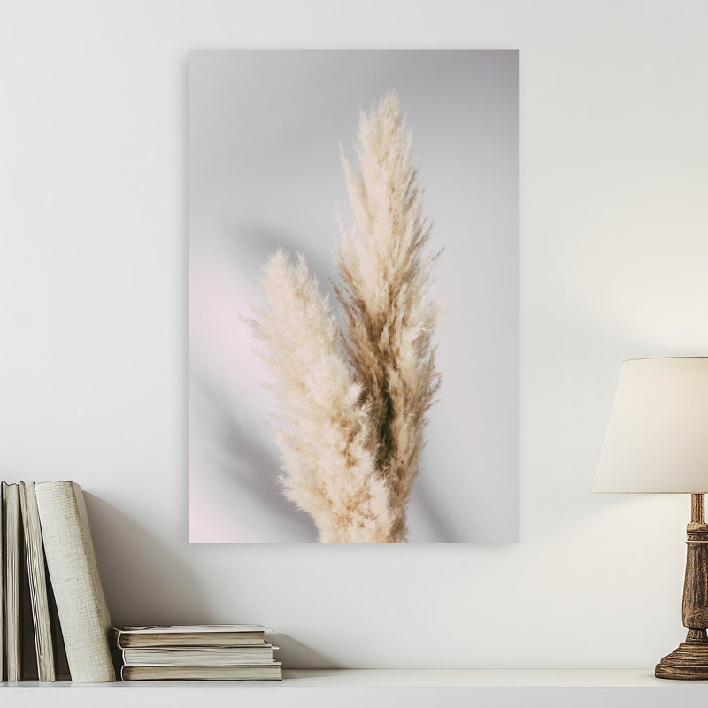 Soft Pampas Grass Minimalist Organic Abstract Plant Wall Art Print by Pictufy Studio III - Wrapped Canvas Print