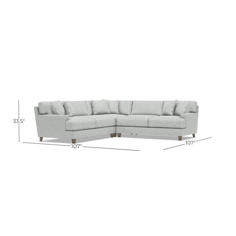 Bernhardt Mila 4-Piece Fabric Sectional, Symmetrical, 33.5" H x 107" W x 107" D, Gray Polyester Blend