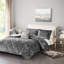 Housse de couette luxueuse en velours gris pour lit double / grand, plateau à losanges avec attaches de coin intérieures, lavable à la machine, housse incluse, 2 taies décoratives, 1 coussin double / grand-121269079-121269085